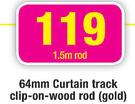 Decorland 64mm Curtain Track Clip-On-Wood Rod(gold)-1.5m Rod