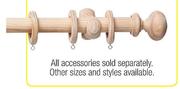 Decorland 34mm Wooden Curtain Rods(Natural)-2.5m Rod