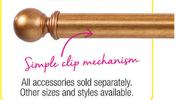 Decorland 64mm Curtain Track Clip-On-Wood Rod(gold)-Ball Finial