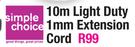 Simple Choice 10m Light Duty 1mm Extension Cord