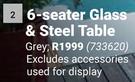 6 Seater Glass & Steel Table (Grey)