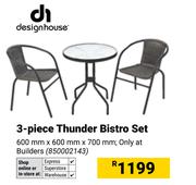 Design House 3 Piece Thunder Bistro Set