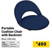 Portable Cushion Chair With Backrest Blue