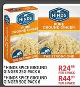 Hinds Spice Ground Ginger 25g-Per 6 Packs