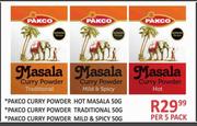 Pakco Curry Powder Hot Masala 50g/Traditional 50g/Mild & Spicy 50g-Per 5 Packs