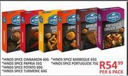 Hinds Spice Cinnamon 40g/Papris 55g/Potato 60g/Turmeric 60g/Barbeque 65g/Portuguese 75g-Per 6 Pack