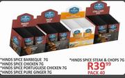 Hinds Spice Barbeque 7g/Chicken 7g/Portuguese Chicken 7g/Pure Ginger 7g/Steak & Chops 7g-Pack 40