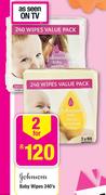 Johnsons Baby Wipes-2 x 240's