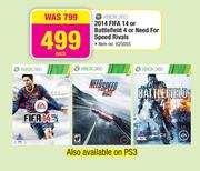 XBox 360 2014 Fifa14 Or Battlefield4 Or Need For Speed Rivals-Each