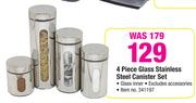 4-Piece Glass Stainless Steel Canister Set