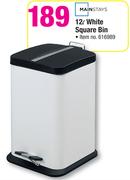 Mainstays 12L White Square Bin