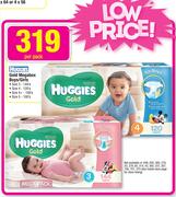 Huggies Gold Megabox Boys/Girls Size 3-144's/Size 4-120's/Size 4+-108's/Size 5-100's Per Pack