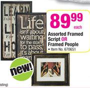 Assorted Framed Script Or Framed People-Each