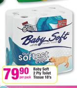 Baby Soft 2 Ply Toilet Tissue-18's Per Pack