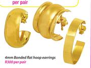 9ct Gold And Silver Bonded Hoop Earrings-Per Pair