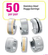 Stainless Steel Huggy Earrings-Per Pair