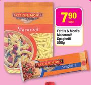 Fatti's & Moni's Macaroni/Spaghetti-500gm Each