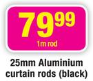 25mm Aluminium Curtain Rods Black-1m