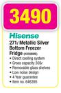 Hisense 271Ltr Metallic Silver Bottom Freezer Fridge H359BME