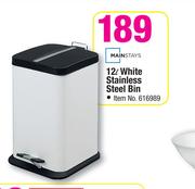 Mainstays 12Ltr White Stainless Steel Bin
