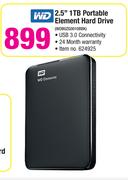 WD 2.5" 1TB Portable Element Hard Drive WDBUZG0010BBK