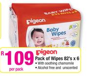 Pigeon Pack Of Wipes-6x82's-Per Pack