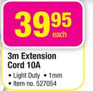 3m Light Duty 1mm Extension Cord