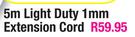 5m Light Duty 1mm Extension Cord