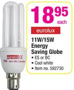 Eurolux 11W/15W Energy Saving Globe-Each