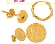 9ct Gold & Sliver Peso Earrings-Per Pair