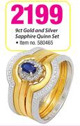 9ct Gold And Silver Sapphire Quinn Set
