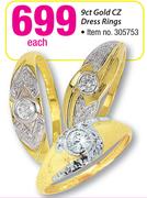 9ct Gold CZ Dress Rings-Each