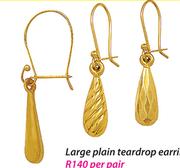 9ct Gold & Sliver Medium Teardrop Earrings Bonded-Per Pair