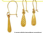 9Ct Gold And Silver Medium Teardrop Earrings Banded-Per Pair