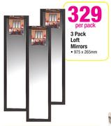 3 Pack Loft Mirrors-975 x 265mm