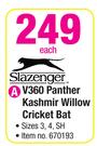 Slazenger V360 Panther Kashmir Willow Cricket Bat Sizes 3,4,SH-Each