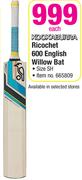 Kookaburra Ricochet 600 English Willow Bat Size SH-Each