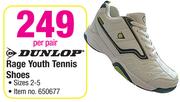 Dunlop Rage Youth Tennis Shoes Size 2-5-Per Pair