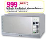 Defy 28L Metallic Silver Electronic Microwave Oven DMO351