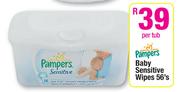 Pampers Baby Sensitive Wipes-56's Per Tub