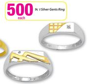 9ct Silver Gents Ring Each