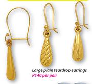 9ct Gold and Silver Large Plain Teardrop Earrings-Per Pair