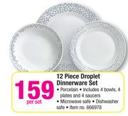 12 Piece Droplet Dinnerware Set-Per Set
