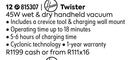 Hoover Twister 45W Wet & Dry Handheld Vacuum 815307