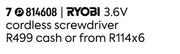Ryobi 3.6V Cordless Screwdriver 814608