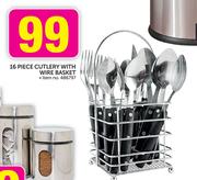 16 Piece Cutlery With Wire Basket-Each