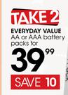 Everyday Value AA Or AAA Battery Packs-For 2