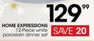 Home Expressions 12 Piece White Porcelain Dinner Set