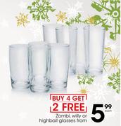 Zombi, Willy Or Highball Glasses-Each