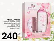 Pink Happiness Eau de Toilette Spray 50ml, Perfume Body Spray 90ml & Perfume Body Lotion 250ml